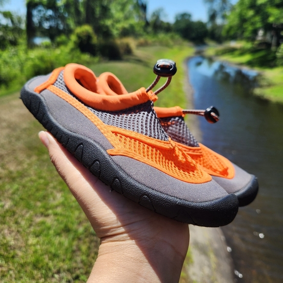 Water Shoes Kids Wonder Nation Orange and Gray Size 3 Adjustable Boys Girls - Picture 3 of 9